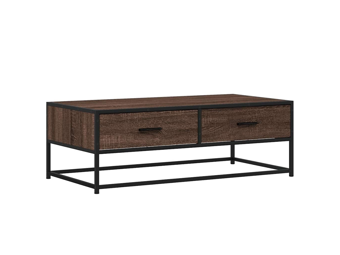 Mesa de centro MAISON EXCLUSIVE en madera y derivados metálicos, color roble marrón (100 x 50 x 35 cm)