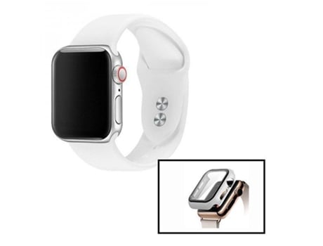 KIT Carcasa Anti-Impacto Correa Correa Silicona Suave Apple Watch Serie 6 44mm ATYULNM Blanco