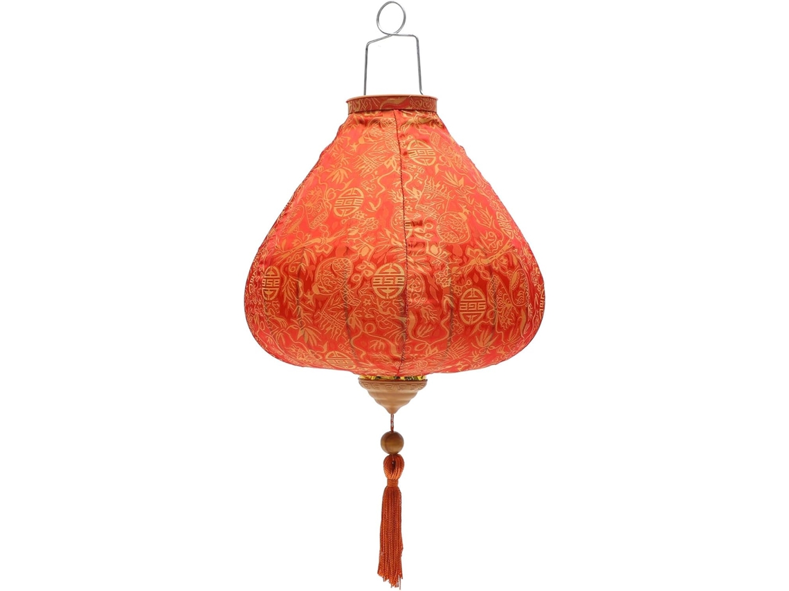 Linterna Otoñal Naranja De Estilo Antiguo En Tela Y Metal, Fácil De Transportar Y Duradera.