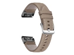 Bracelete Para Garmin Fenix 7 / 7x / 6x (22mm) - Couro - Fivela Prateada - Liberação Rápida Marrom Terroso