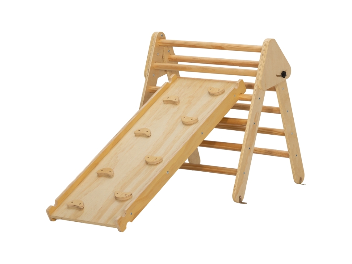 Escalera Triangular De Madera Con Doble Rampa - 18 Meses De Garantía