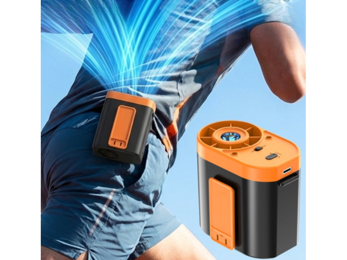 Ventilador Portátil De Cinturón Henten Home - Tres Velocidades, Incluye Linterna Naranja