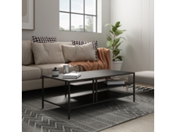 Mesa de centro Kumlinge rectangular con 2 estantes metal 40 x 110 x 55 cm Negro [EN.CASA]