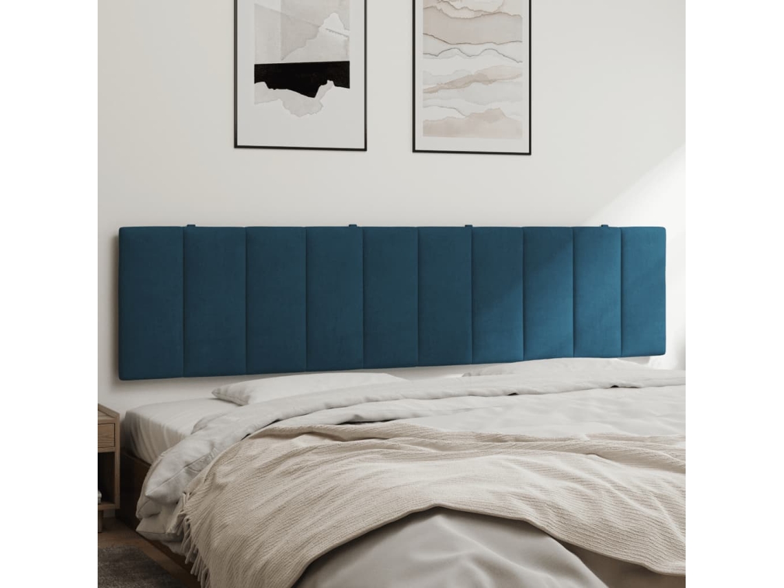 Cabecero De Cama Acolchado Terciopelo Azul 200 Cm