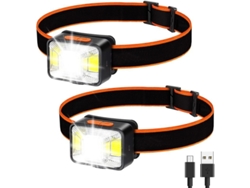 2026-linterna Frontal Led (2 Piezas) 1800 Lux 5 Modos Recargable Usb Impermeable Ipx5 Para Camping Pesca Running Ciclismo