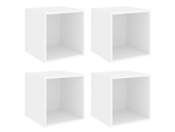 Maison Exclusive - Armario De Pared 4 Uds Madera Contrachapada Blanco 37x37x37 Cm