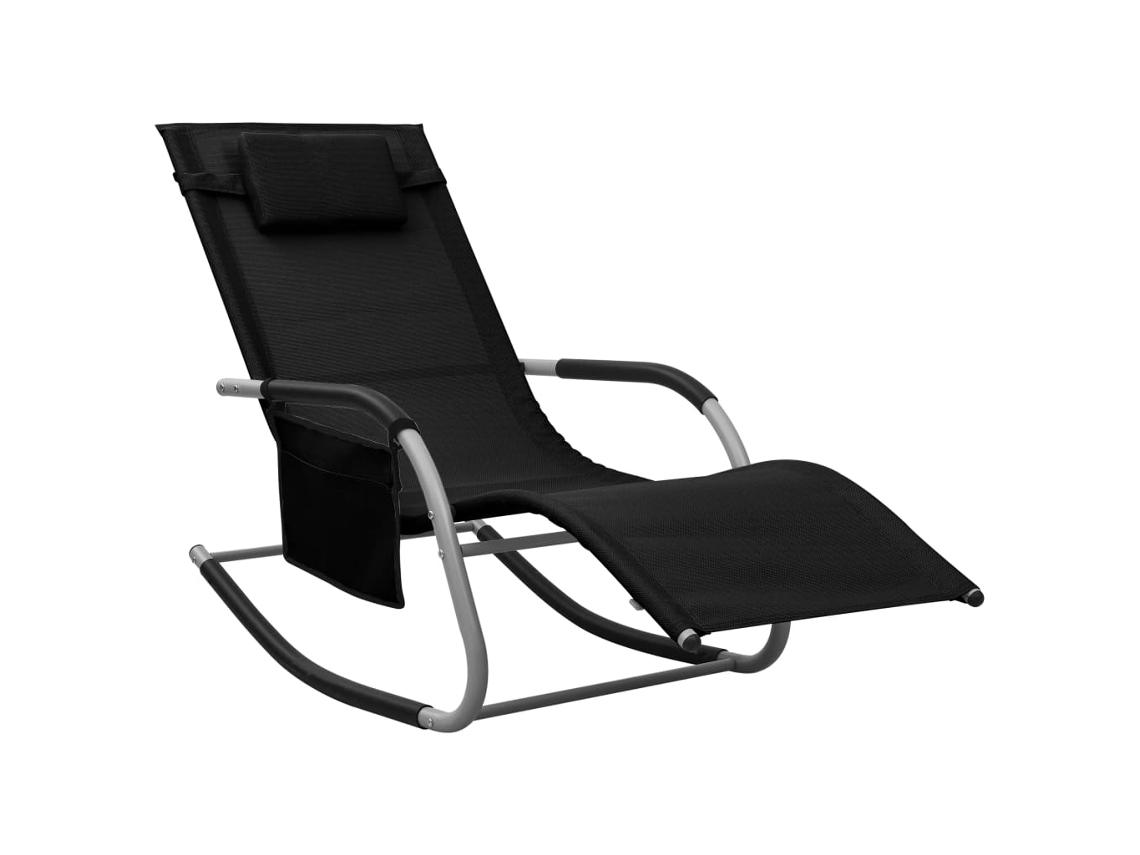 Tumbona Mueble para patio Asiento de jardín de textilene negro y gris