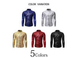 2026-camisa De Manga Larga Con Puntillas Y Estampado Dorado Para Hombre Dif L Negro