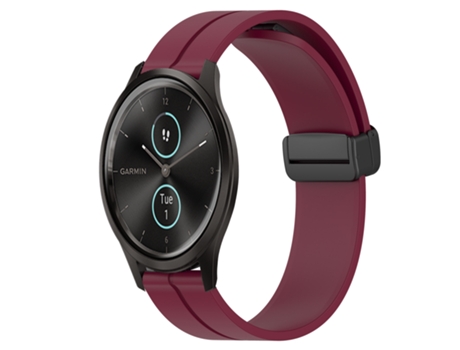 Correa de reloj inteligente para Garmin Garminmove Style Correa de reloj de silicona de 20 mm con cierre magnético Color sólido (rojo vino)