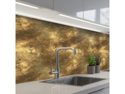 Paneles antiguos para salpicadero de cocina - Aspecto metálico - Dorado 150x60 cm