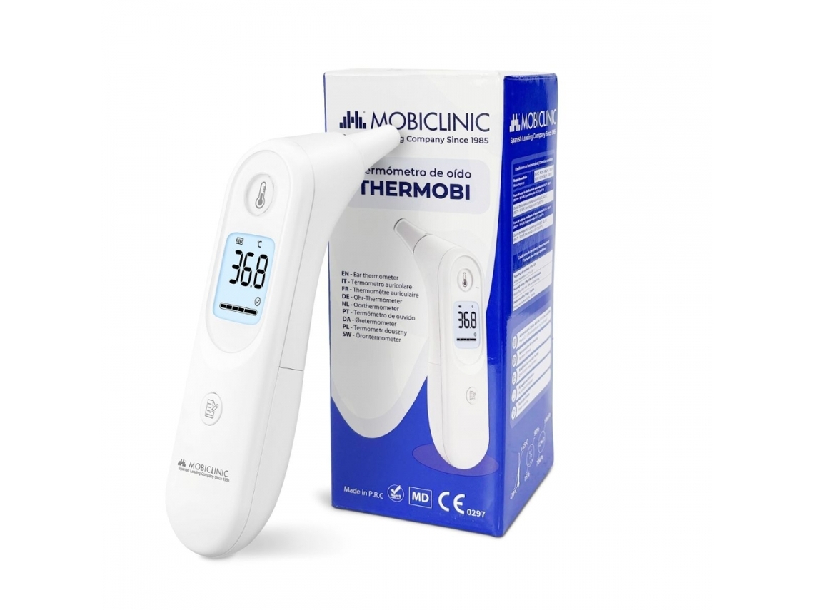 Termómetro de oído doméstico Mobiclinic, apagado automático, pantalla retroiluminada, medición rápida