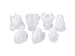 Moldes de silicona Rebe-7 para resina con figuras de animales para cera y manualidades: Oso, Unicornio, Ciervo, Gato, León, Lobo