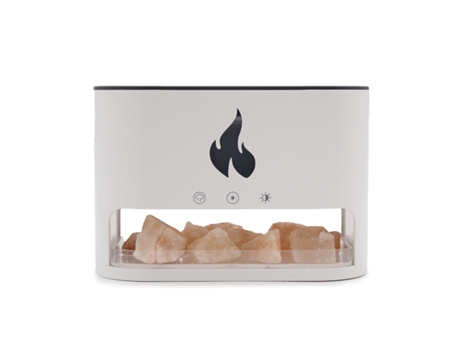 Humidificador KLACK / Difusor de aromaterapia KLACK con sal de cristal efecto llama difusor ultrasónico de aceite esencial Blanco