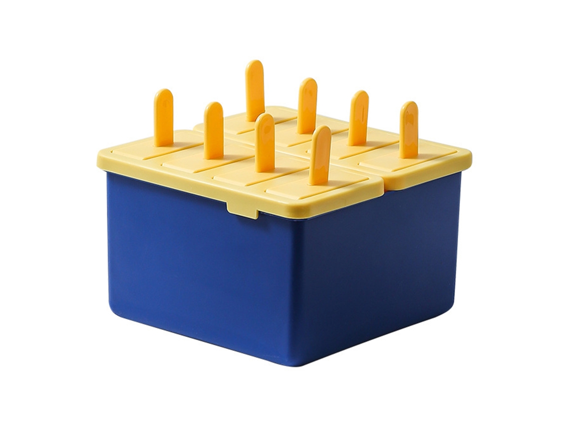 Molde Para Helado De 8 Compartimentos Con Tapa, Para Armar Uno Mismo, Pp Seguro Para El Hogar Y Restaurantes, Amarillo, Azul