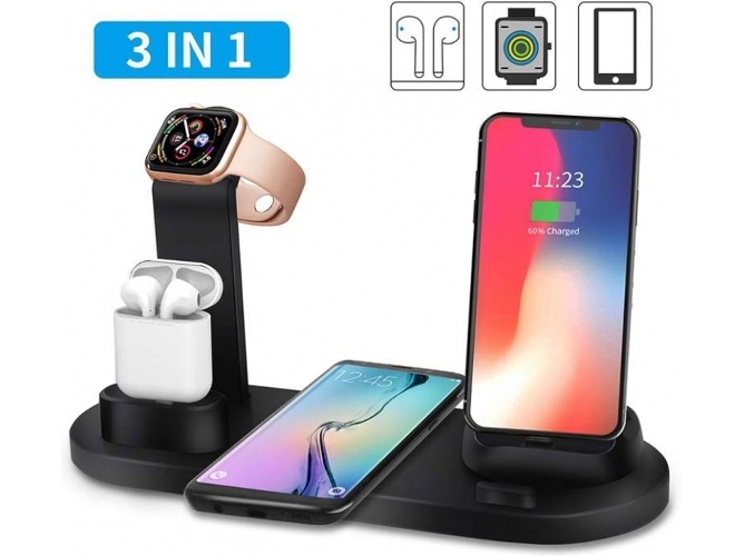 Soporte de Cargador LKS 3 en 1 Airpod/iWatch/Mobile (Lightning - MicroUSB - Tipo-C)