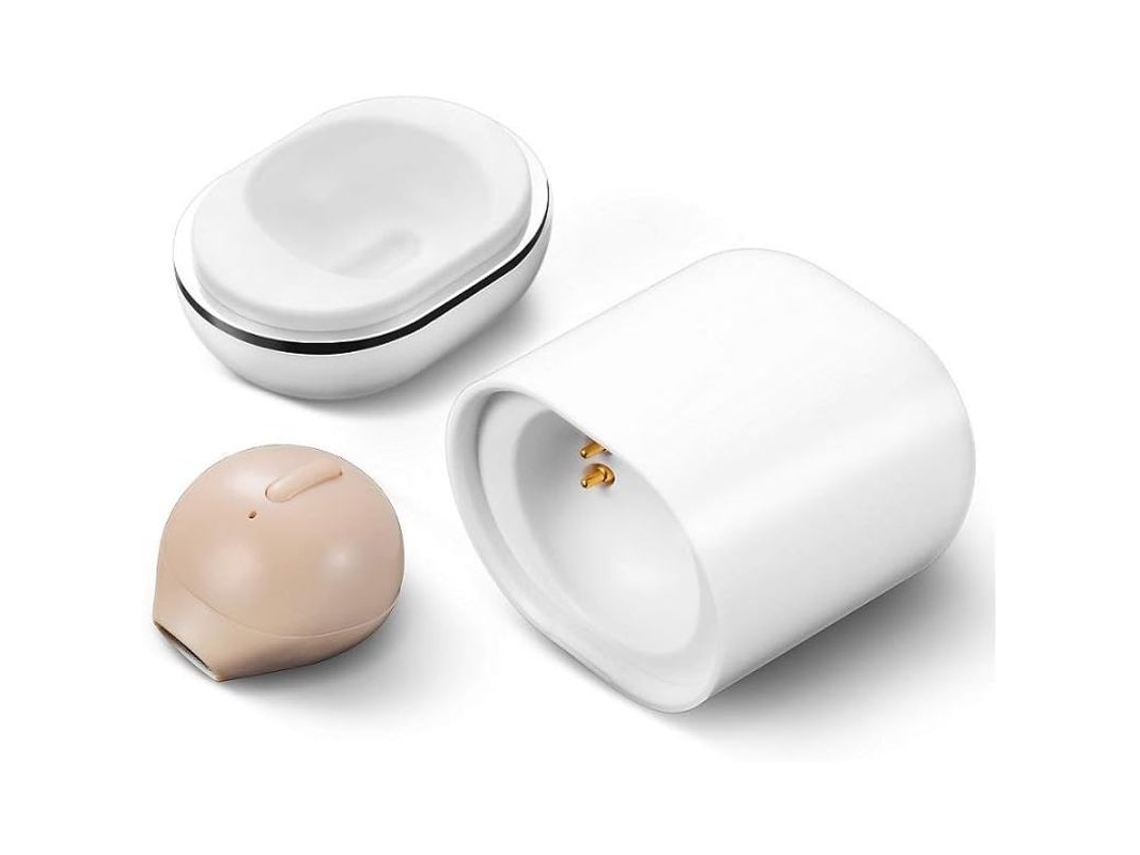 Mini Auriculares Inalámbricos Bluetooth Invisibles Con Estuche De Carga, Color Piel, Botón