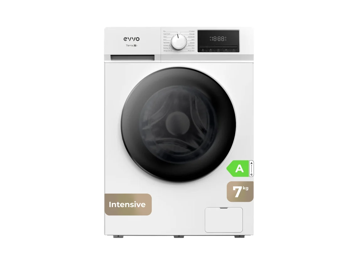 Evvo Lavadora 7 Kg Terra N7, 1400 Rpm, Clase A, Motor Inverter Edrive, 16 Programas, Lavado 15', Inicio Diferido, Blanco