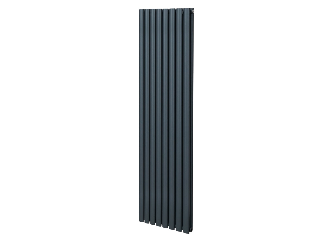 Radiador ovalado con columnas en gris antracita de 1800x480 mm en acero al carbono de 1,5 mm con alta emisión de calor y revestimiento.