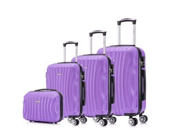 Juego de maletas ABS Rígida 4 pcs/Maleta Cabina 55cm/Maleta Mediana 68cm/Maleta Grande 78cm/Neceser 29cm RAYKONG
