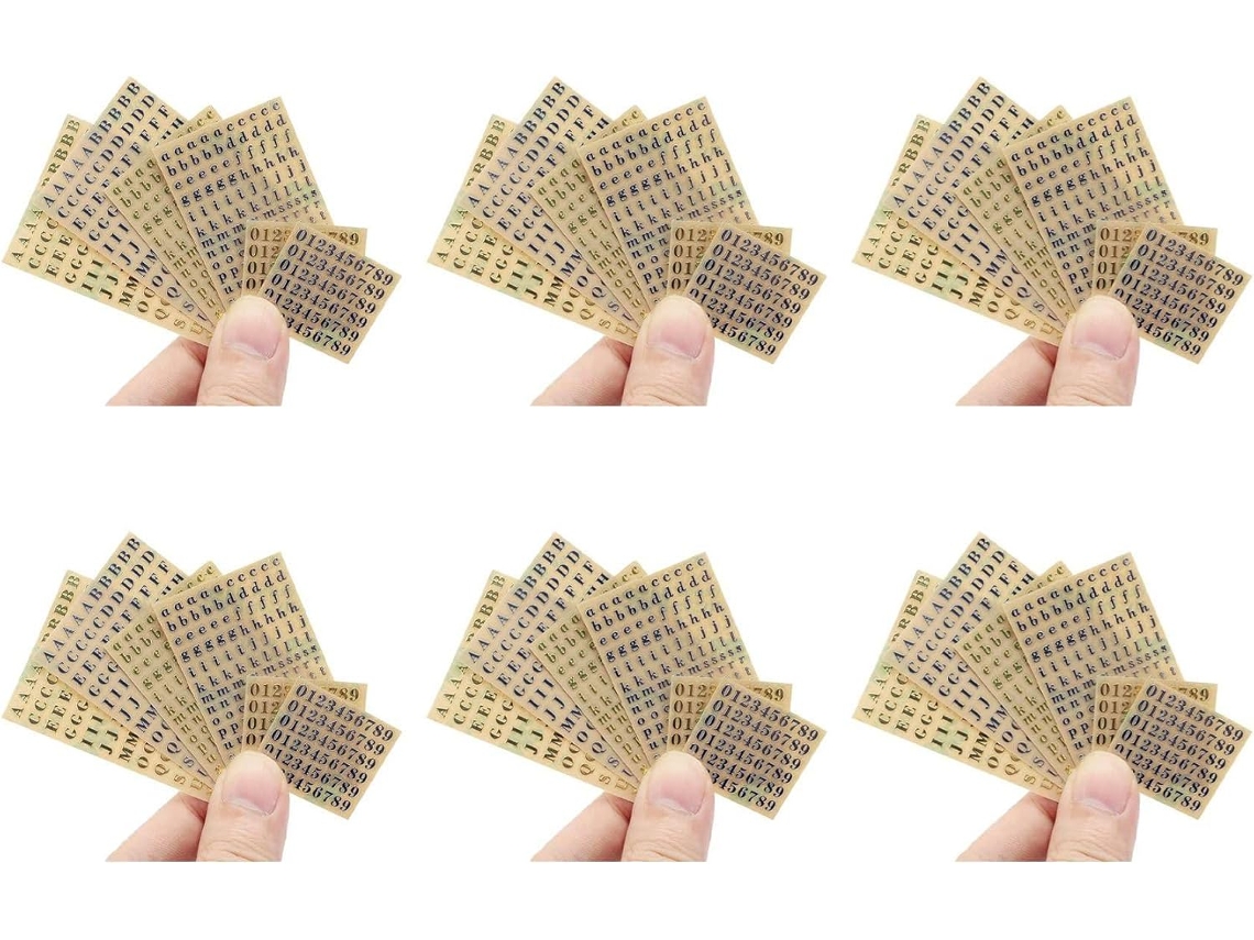 36 Hojas De Pegatinas De Letras Y Números De 0,12 Pulgadas Con Purpurina Y Aleación.