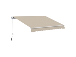 Toldo manual para balcón de 395x245 cm con manivela de aluminio y tejido de poliéster beige PMM CAPITALI