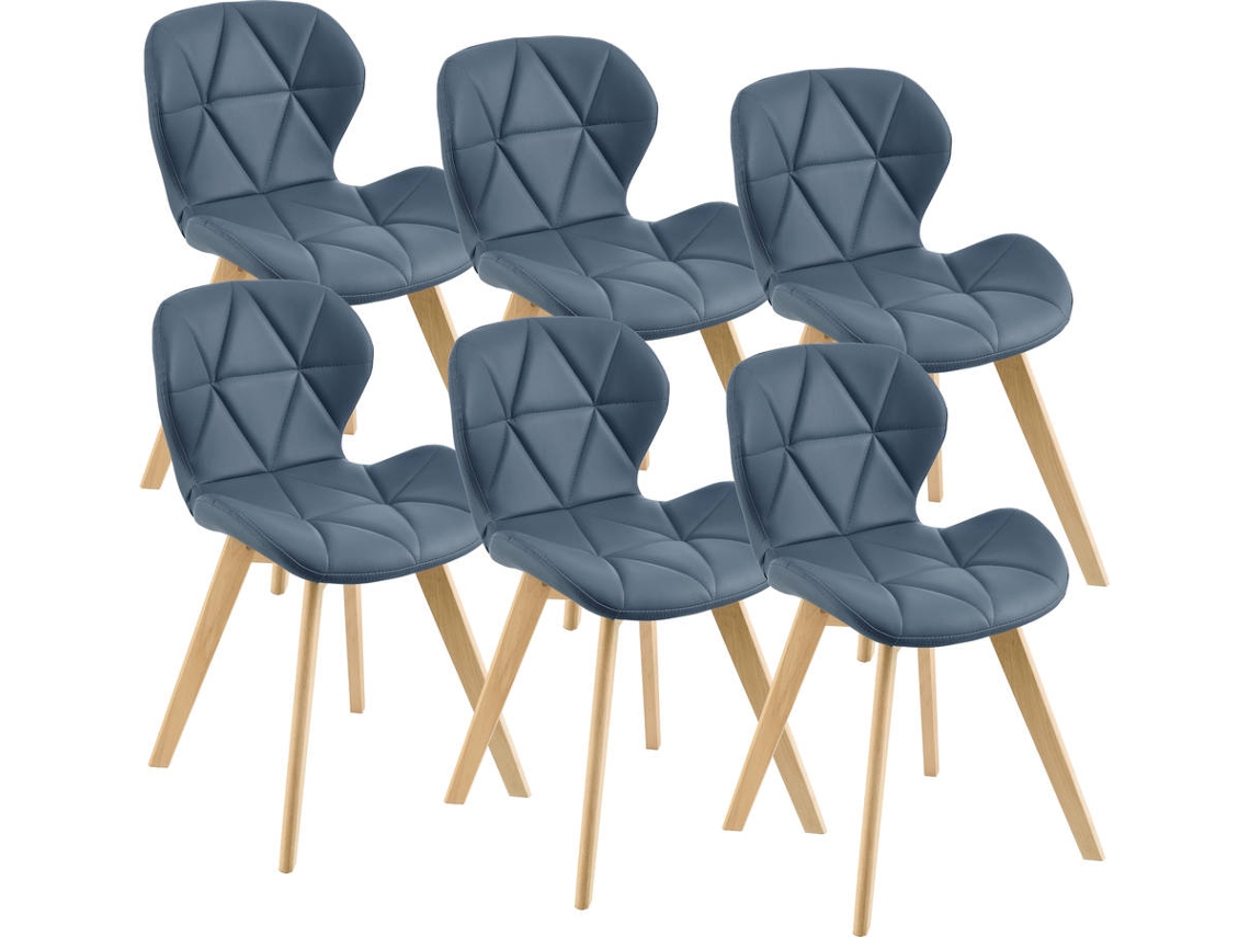 Conjunto de 6 sillas de Comedor [en.casa]  Älmhult 78x47x52 cm - Azul