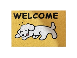 Felpudo antideslizante con diseño de perro de dibujos animados, color amarillo, 40x60cm.