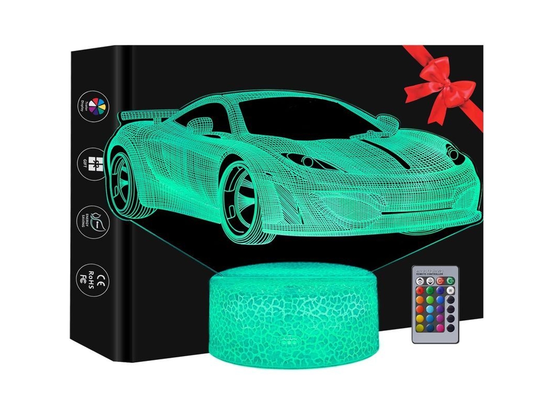 2026-lâmpada Ilusão 3d De Carro Esportivo Linjou, 16 Cores, Controle Remoto, Presente Para Meninos E Meninas