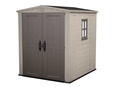 Caseta de Jardín de Resina KETER Factor 6x6 En El (De Almacenamiento - Shed Building - Almacenamiento de Troncos - Acero Metal Madera -