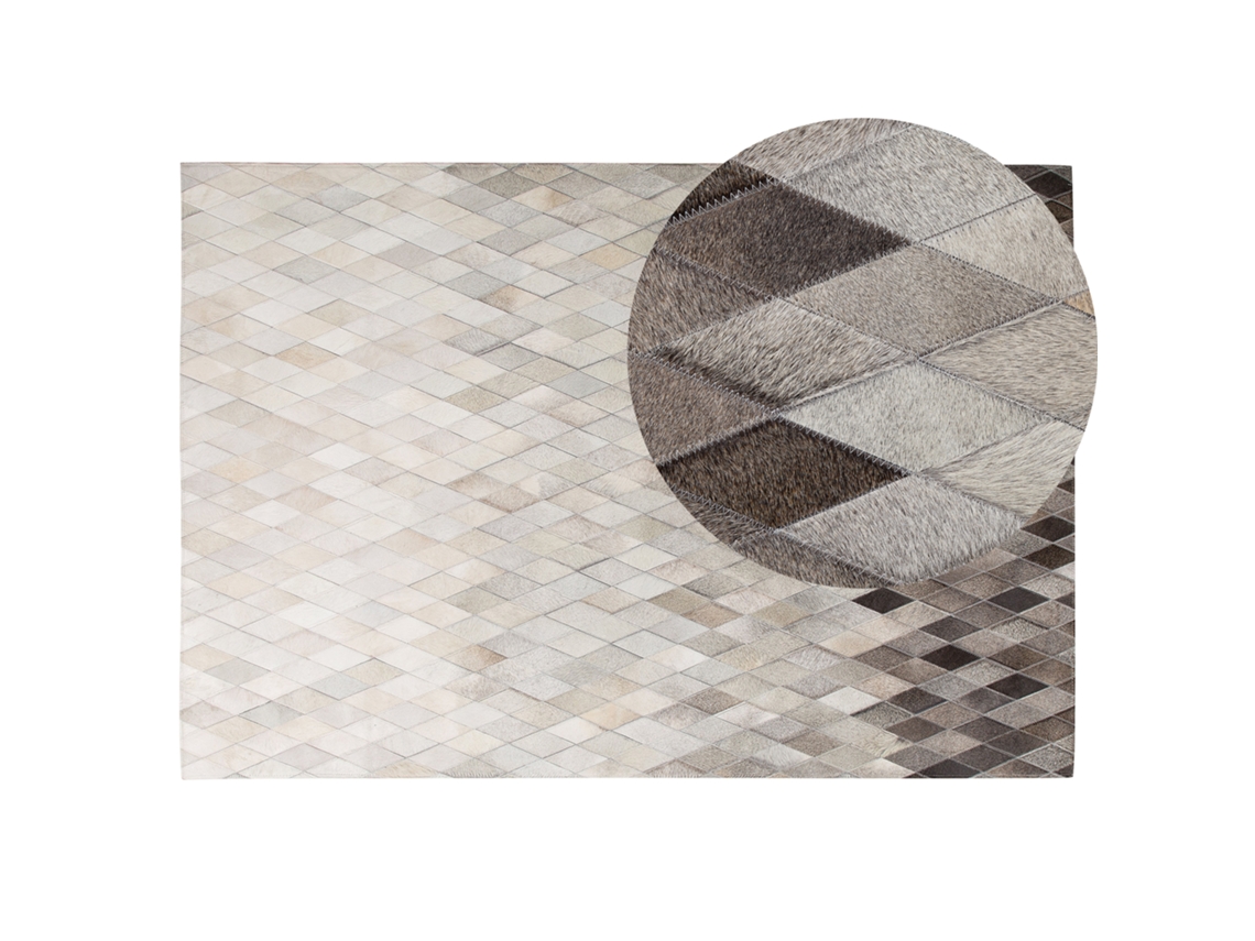 Alfombra BELIANI Maldan de Piel de vaca Beige 140x200