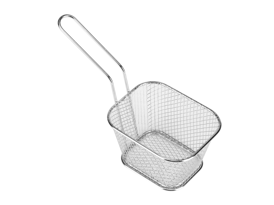 Mini Cesta Metálica Plateada Para Freír Patatas Fritas Y Aperitivos - Utensilio De Cocina