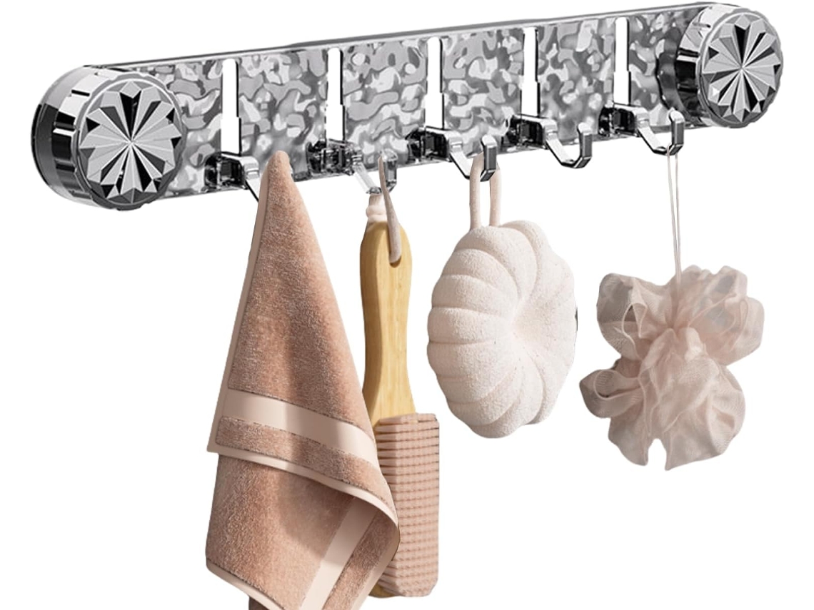 Ganchos de ducha con 5 ganchos, toalleros de baño, ganchos de pared resistentes y antideslizantes, Slowmoose