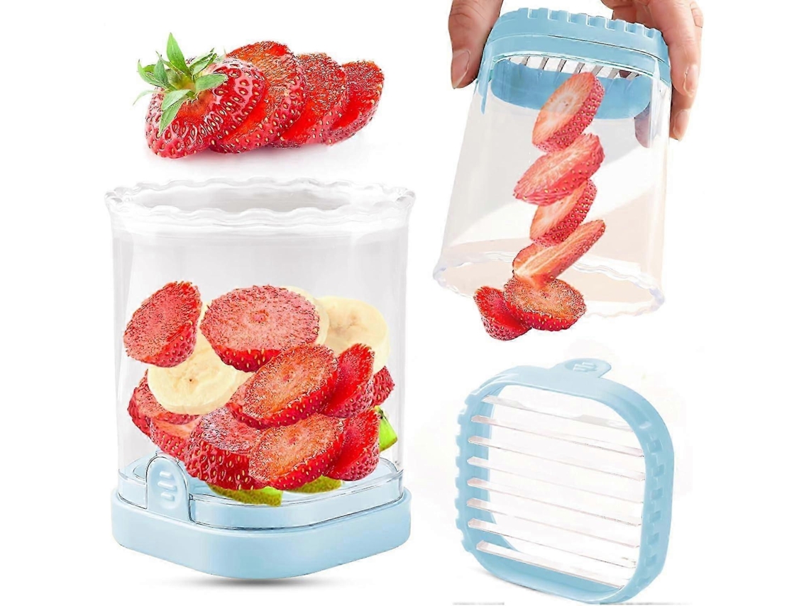 Cortador de frutas, fresas, plátanos, uvas, huevos y frutas desmontables con placa de empuje. Everley891
