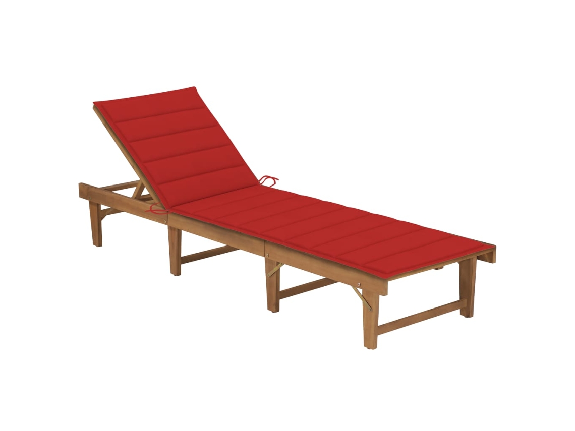 Tumbona plegable Mueble para patio Asiento de jardín con cojín madera maciza de acacia