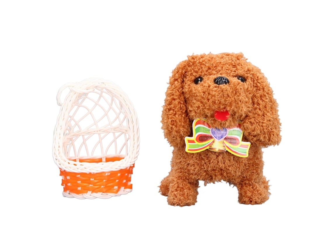 Cachorro Pelúcia Teddy Elétrico Com Bateria Anda Latira Abana Cauda Brinquedo Presente