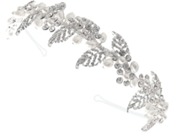 Tiara De Flores E Folhas Com Strass Prateados Para Mulheres E