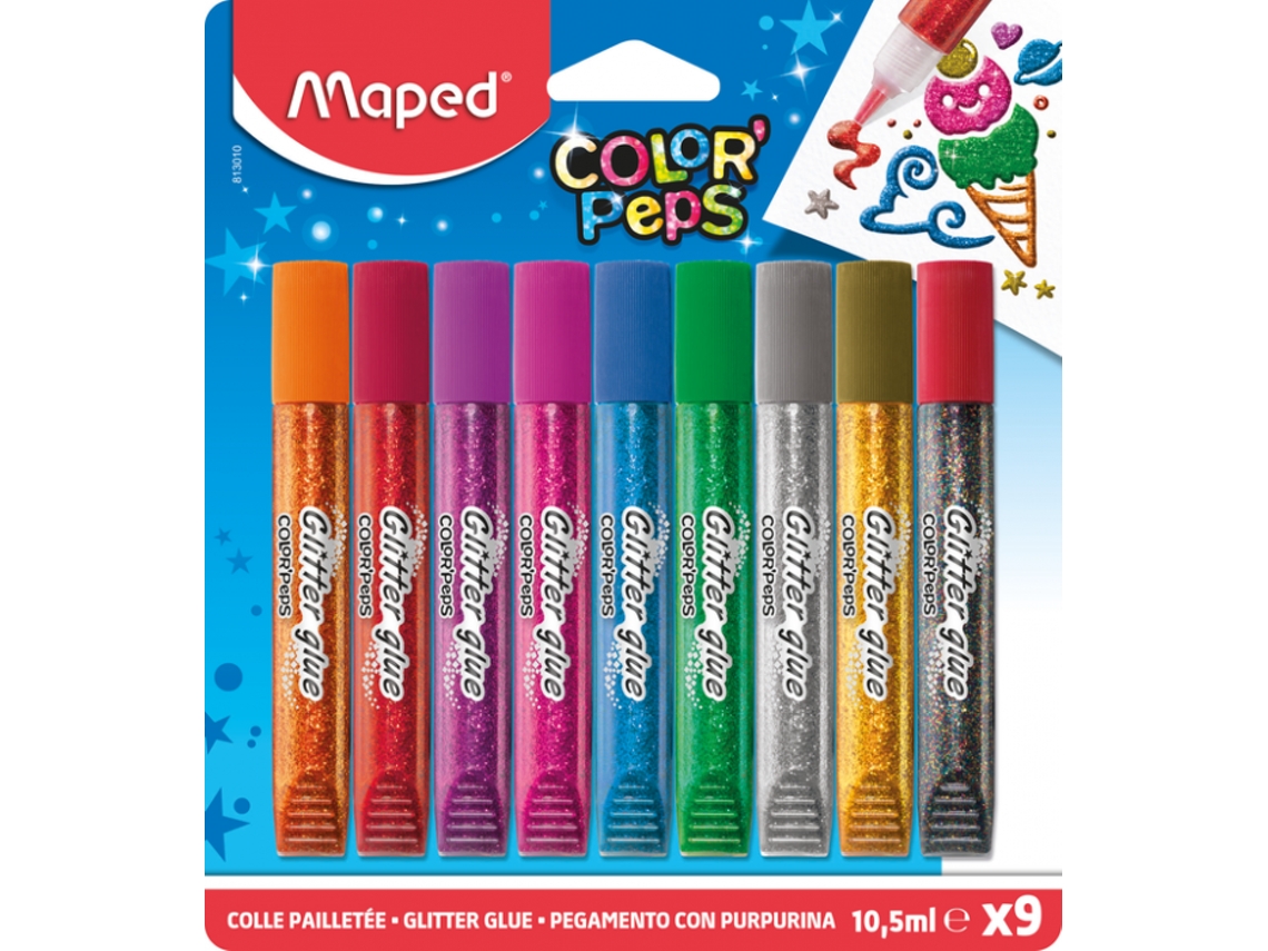 Caixa 9 Color Peps Cola Purpurina 10,5 Ml Maped