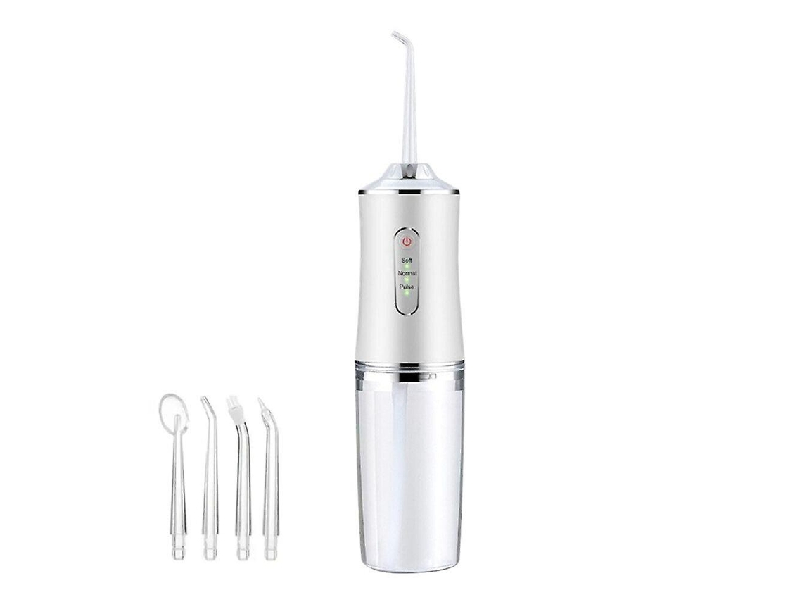 Rebe-irrigador Dental Inalámbrico Viaje Limpiador De Dientes Con 4 Puntas Modos Debil/fuerte/pulso Impermeable Ipx7 Blanco