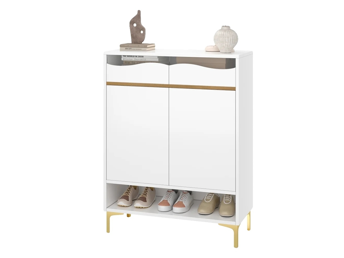 Zapatero, diseño compacto, iluminación LED integrada, blanco.