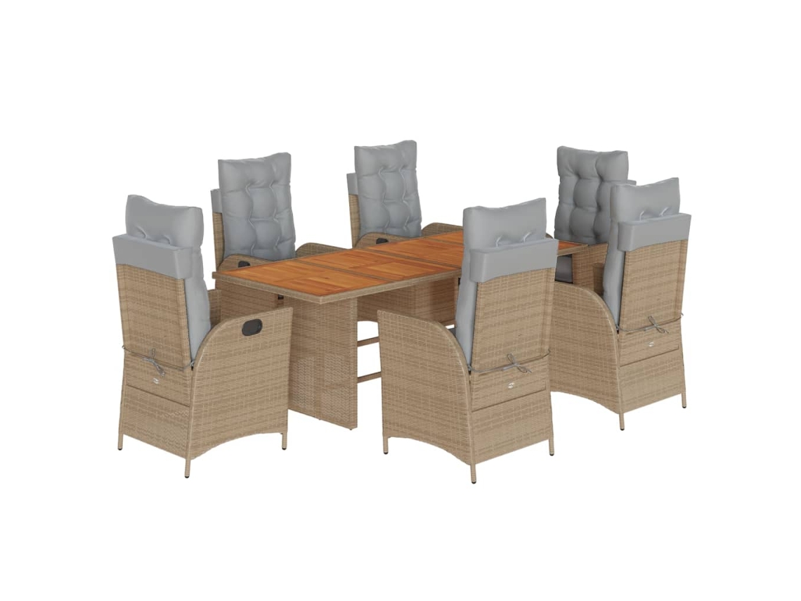 Maison Exclusive - Set Comedor De Jardín 7 Pzas Con Cojines Ratán Sintético Beige