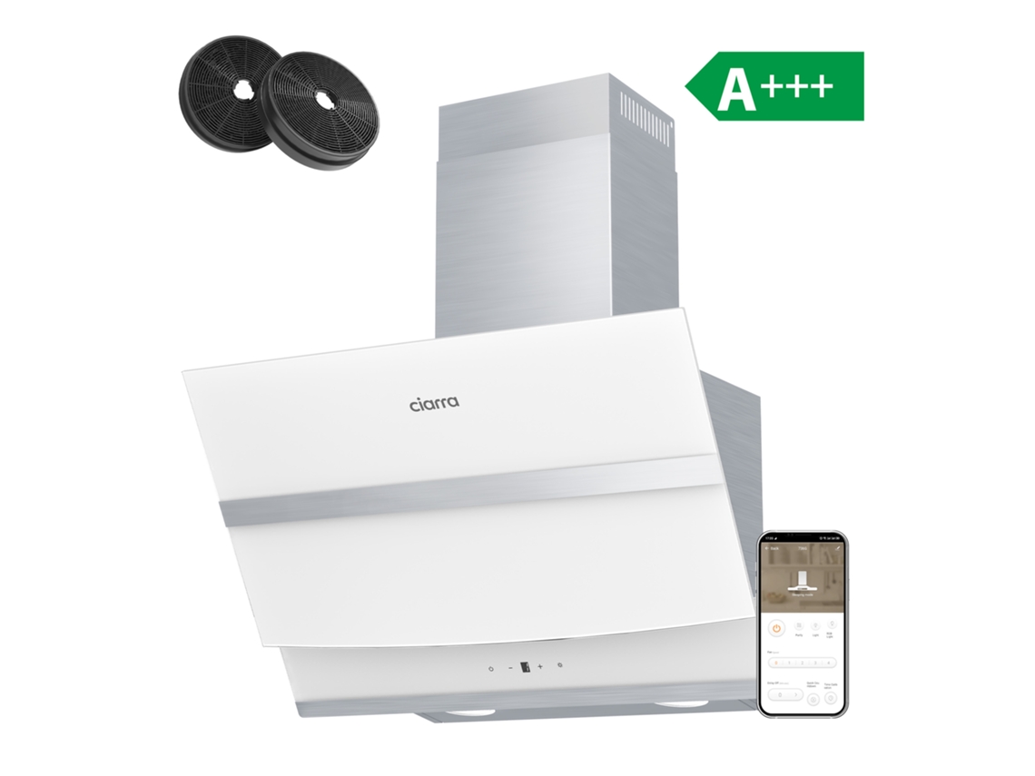 Ciarra Campana Extractor De Pared 60cm 650m³/h A+++ Función Boost Control Táctil/app Retardo De 5 Min-apagado Automático Blanco 736nwh60