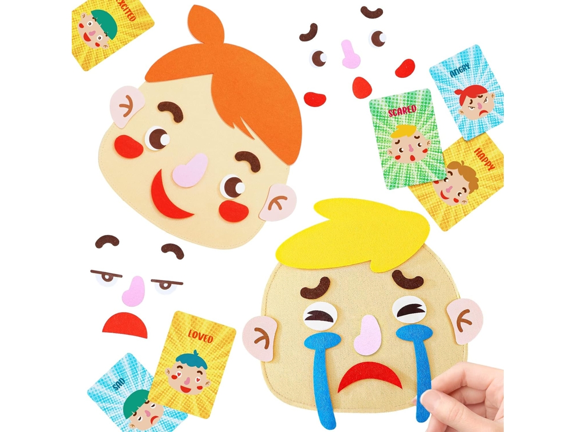 Juguetes de aprendizaje socioemocional: rompecabezas de ensamblaje DIY con la cara y los cinco sentidos de los niños.
