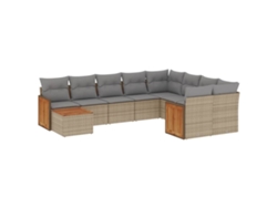 Maison Exclusive - Juego De Sofás Jardín Con Cojines Beige 10 Pzas Ratán Sintético