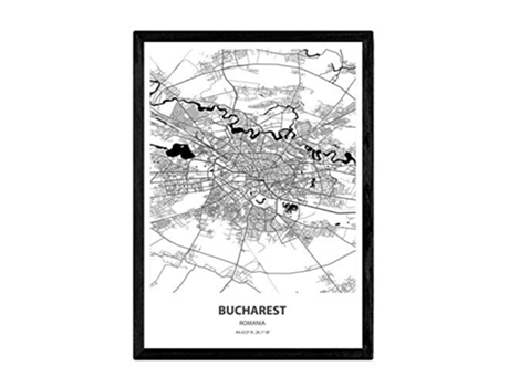 Poster NACNIC Mapa de Bucharest Rumania (A3)