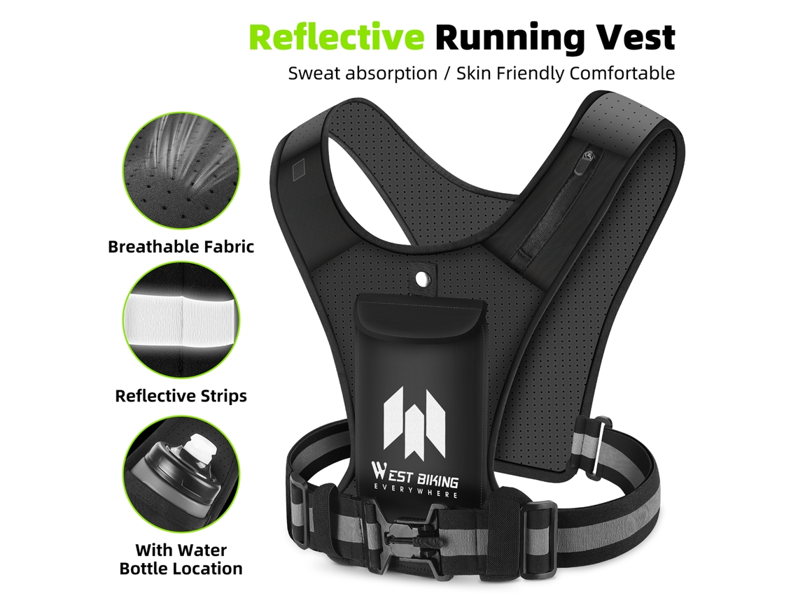 Chaleco Reflectante De Seguridad Para Motocicleta, Bicicleta Y Running Con Bolsillo Para Teléfono Móvil Y Botella De Agua, Alta Visibilidad, Ideal Para Deportes Nocturnos.