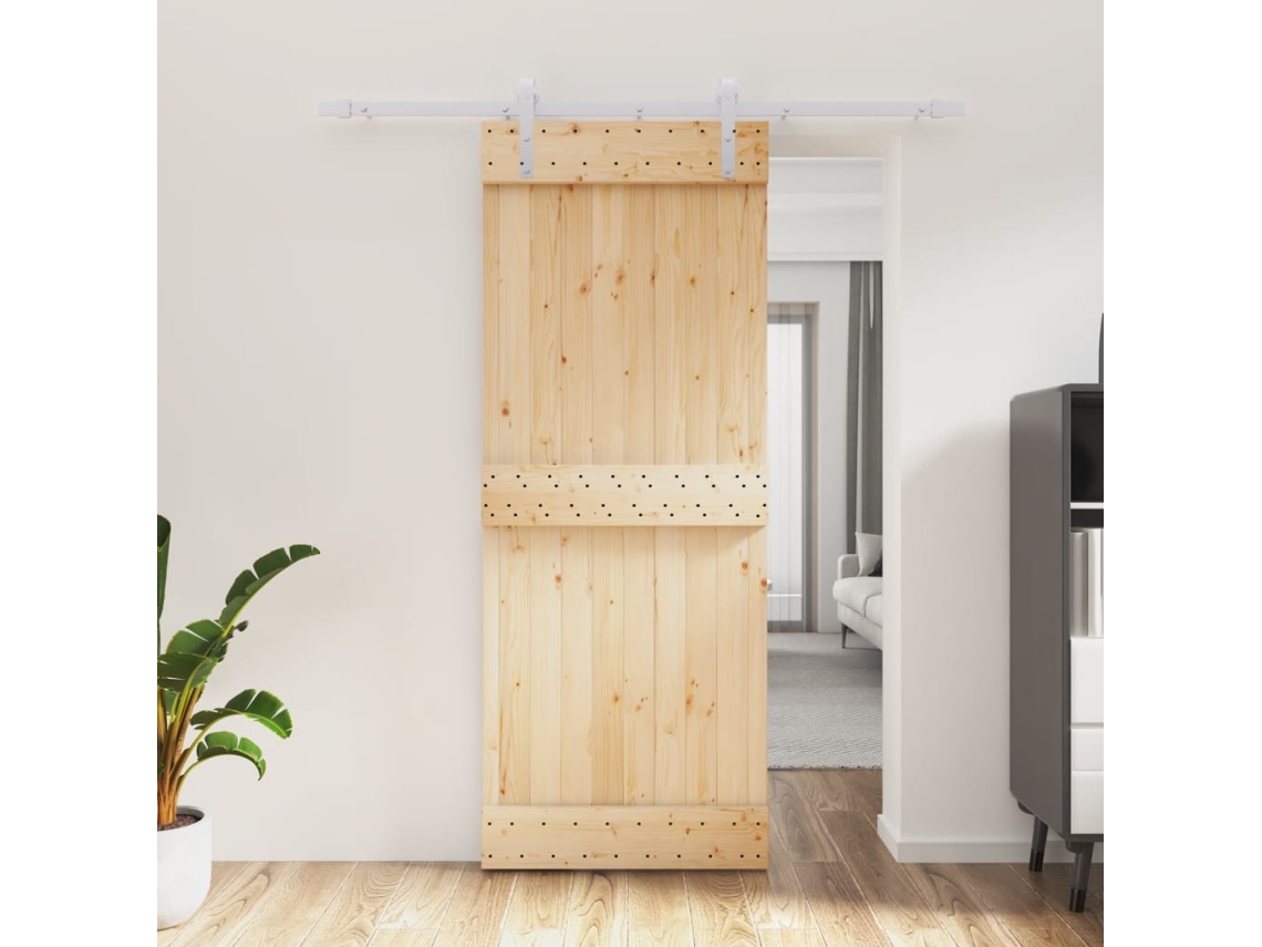 Puerta corredera con herrajes 80x210 cm madera maciza de pino LOVELY HOME