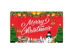 Panel decorativo navideño, fondo rojo con Papá Noel y árbol de Navidad. TRUYUETY