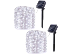Juego de Cadenas de Luces LED - 2 Piezas, Luz Blanca, 8 Funciones, 10 Metros, 100 LED