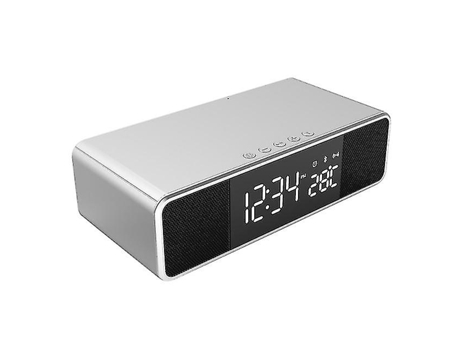 Despertador eléctrico Led reloj termómetro Digital reloj Hd con teléfono cargador inalámbrico y fecha Fm Bt Altavoz Bluetooth
