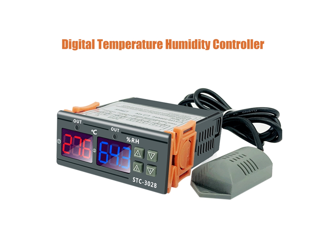 Controlador Digital De Temperatura Y Humedad Stc-3028 Para Incubadoras, Refrigeradores Y Hornos.